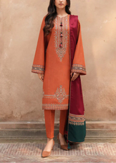 Grace Z-(S1001)- Stitched Embroidered 3pc Lawn dress with Printed Munar Dupatta.